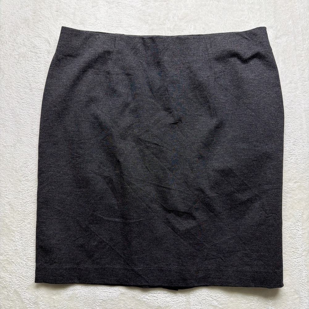 J Jill Ponte Knit Pencil Skirt Womens Large Gray Stretch Work Office Midi